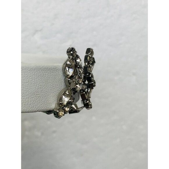 Vintage Crystal Shimmering Rhinestone Bling Sparkle Clip On Button Earrings - Picture 6 of 10